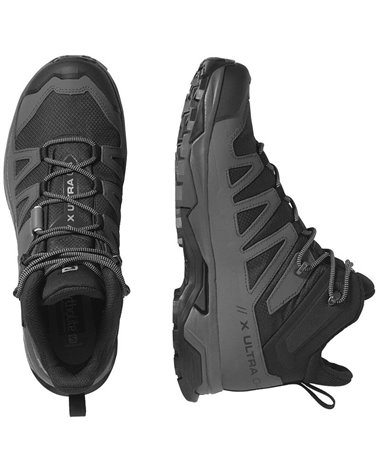 Salomon X Ultra 4 Mid Wide GTX Gore-Tex Men's Trekking Boots, Black/Magnet/Pearl Blue