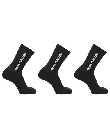 Salomon Everyday Crew Unisex Socks, Black/Black/Black ( 3 Pair Pack)