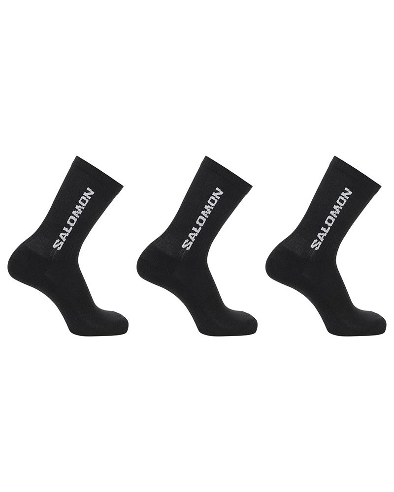 Salomon Everyday Crew Unisex Socks, Black/Black/Black ( 3 Pair Pack)