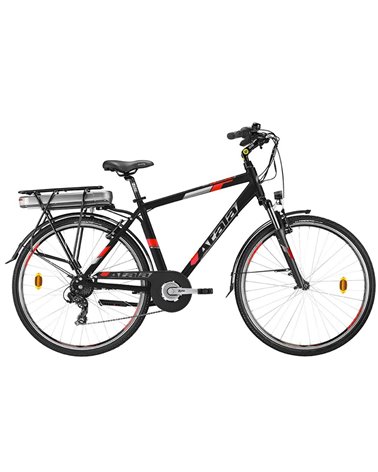 Atala e-Bike E-Run 7.1 FS 28" Uomo Shimano Tourney 7V EcoLogic 518Wh Tg. 49, Nero/Rosso Fluo Opaco