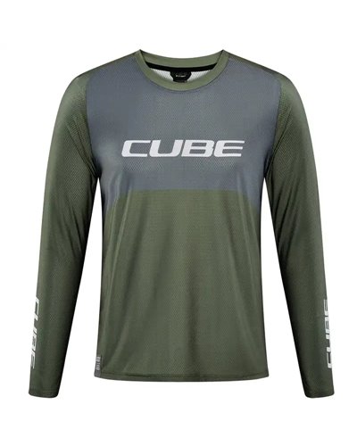 Cube Vertex Maglia Maniche Lunghe Uomo, Verde Oliva/Grigio