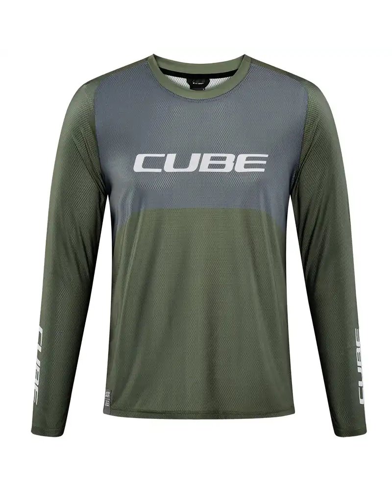 Cube Vertex Men's Cycling Long Sleeves Jersey, Olive/Grey
