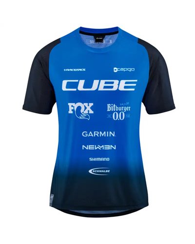 Cube Vertex Action Team Men's Cycling Short Sleeves Jersey, Black/Blue