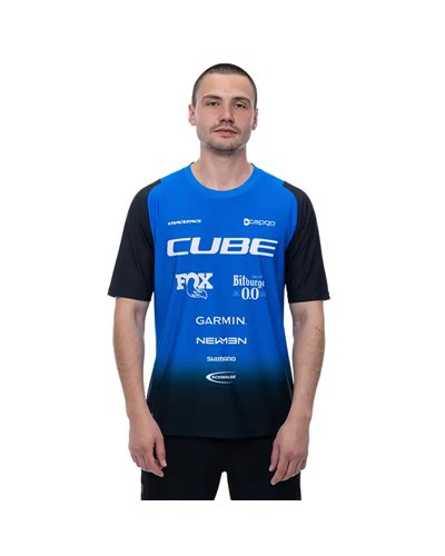 Cube Vertex Action Team Men's Cycling Short Sleeves Jersey, Black/Blue
