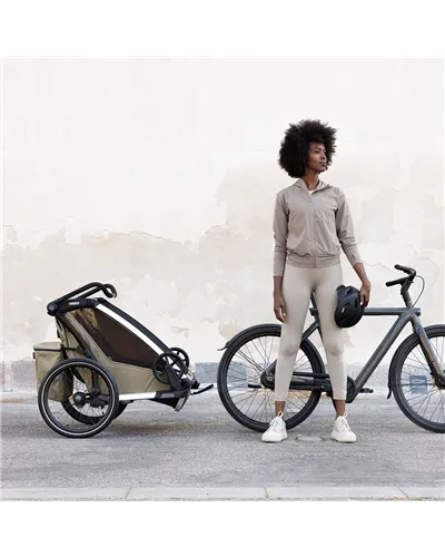 Thule Bike Trailer for Kids Chariot Cross 2 - 1 Seat, Faded Khaki