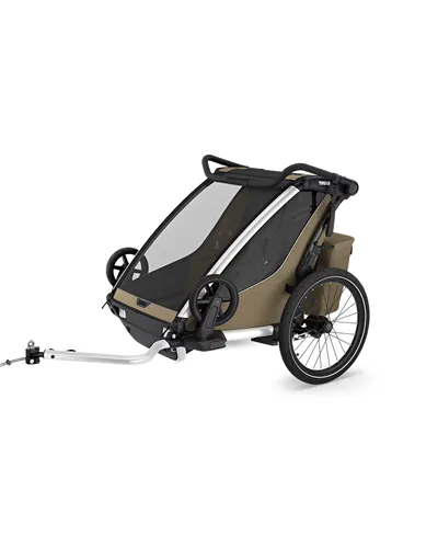 Thule Bike Trailer for Kids Chariot Cross 2 - 2 Seat, Faded Khaki