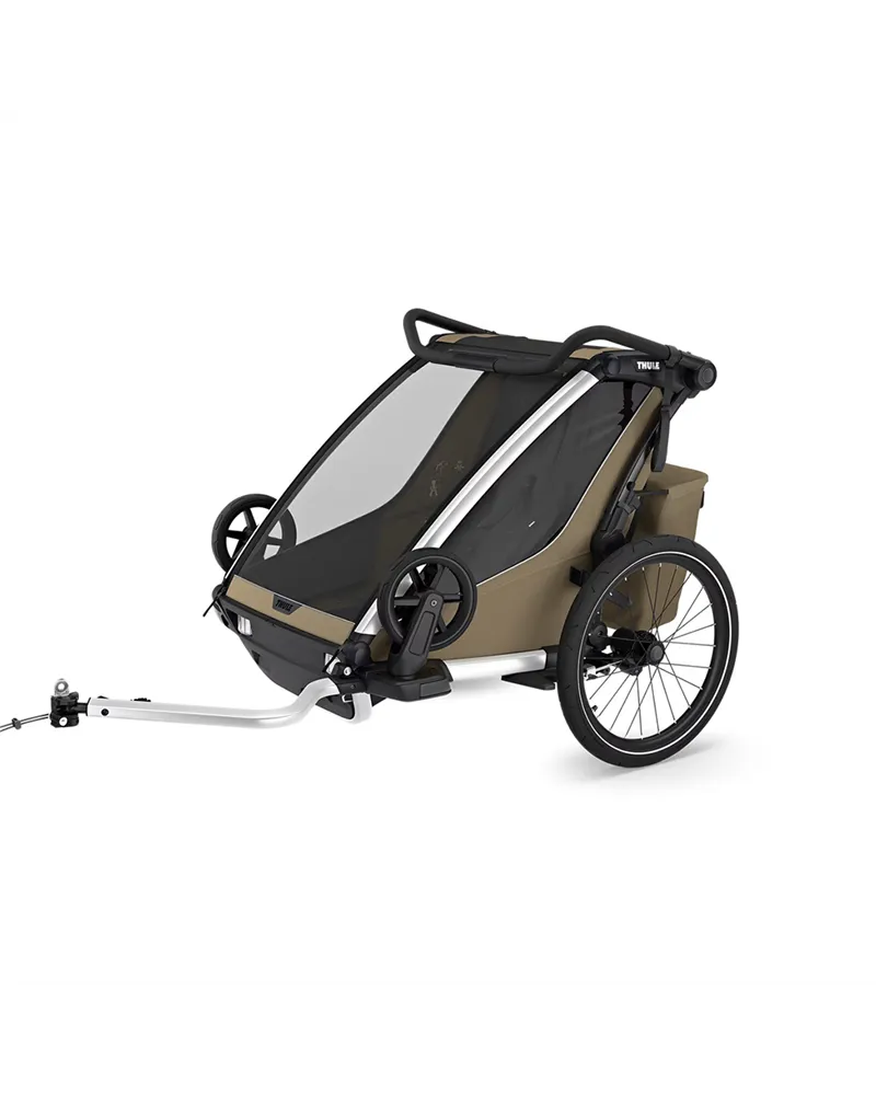 Thule Bike Trailer for Kids Chariot Cross 2 - 2 Seat, Faded Khaki