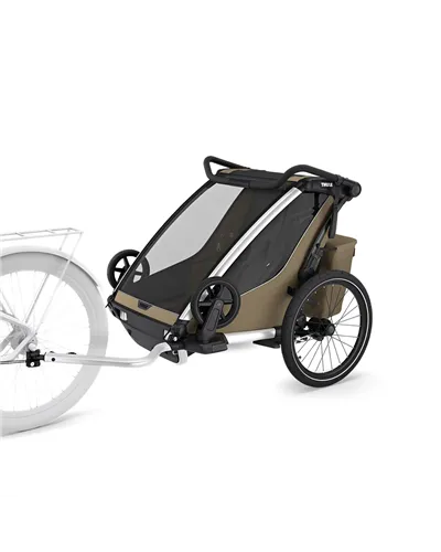 Thule Bike Trailer for Kids Chariot Cross 2 - 2 Seat, Faded Khaki