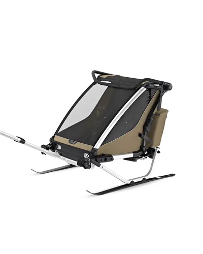 Thule Bike Trailer for Kids Chariot Cross 2 - 2 Seat, Faded Khaki