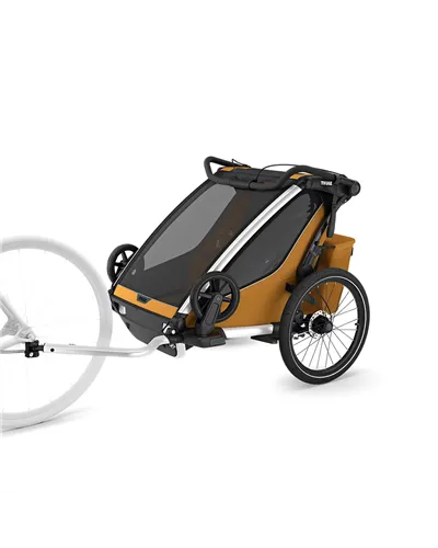 Thule Bike Trailer for Kids Chariot Sport 2 - 2 Seat, Natural Gold