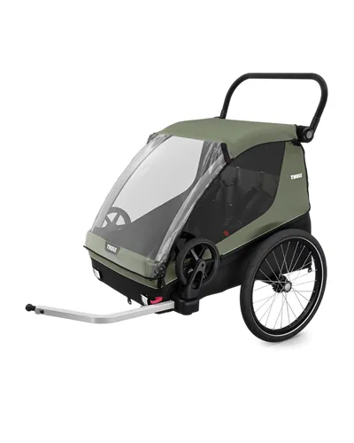 Thule Bike Trailer for Kids, Dog Courier - 2 Seat, Vintage Green