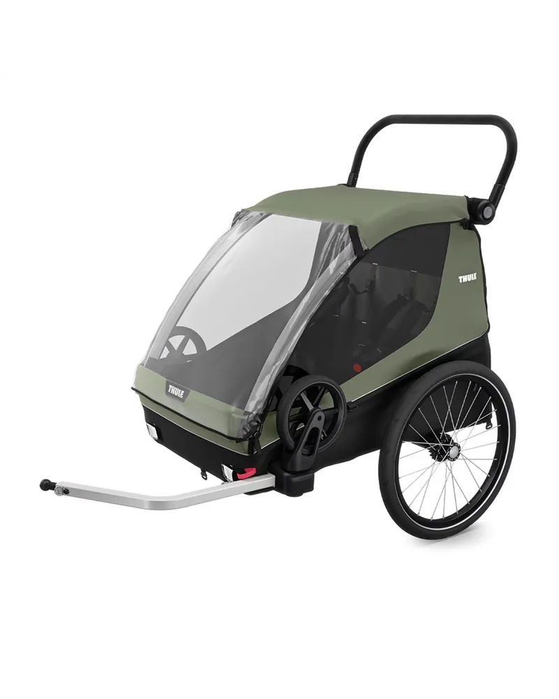 Thule Bike Trailer for Kids, Dog Courier - 2 Seat, Vintage Green