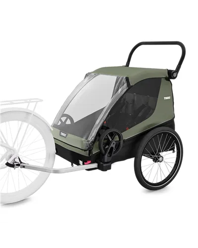 Thule Bike Trailer for Kids, Dog Courier - 2 Seat, Vintage Green