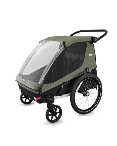 Thule Bike Trailer for Kids, Dog Courier - 2 Seat, Vintage Green