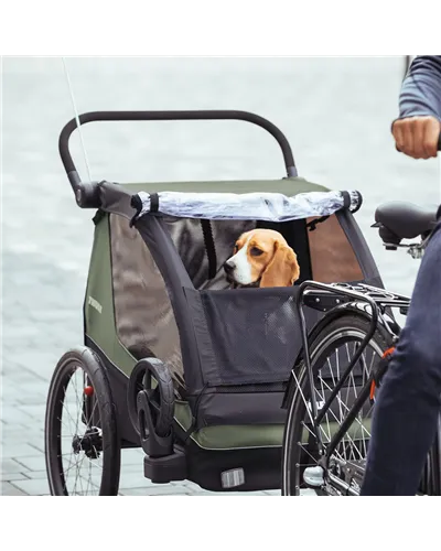 Thule Bike Trailer for Kids, Dog Courier - 2 Seat, Vintage Green