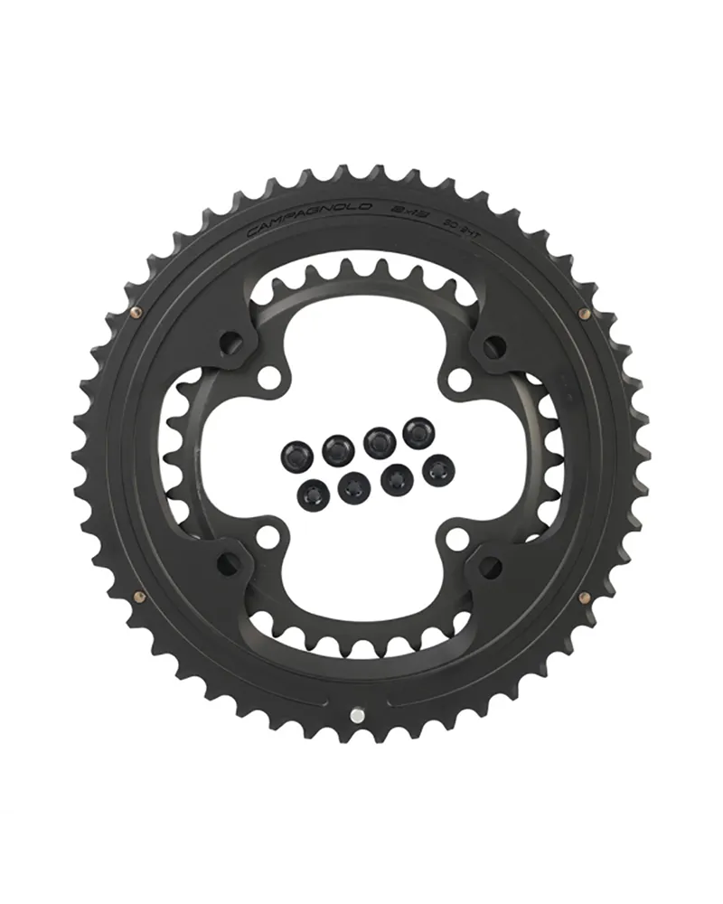 Campagnolo Kit Ultra Carbon Chainrings For Super Record Wireless - BCD 121 Asymmetric 4-Bolt - 2X13S - 50+34 T Black