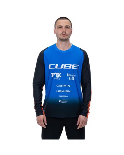 Cube Vertex Action Team Maglia Maniche Lunghe Uomo, Nero/Blu