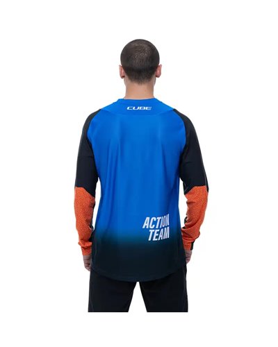 Cube Vertex Action Team Maglia Maniche Lunghe Uomo, Nero/Blu