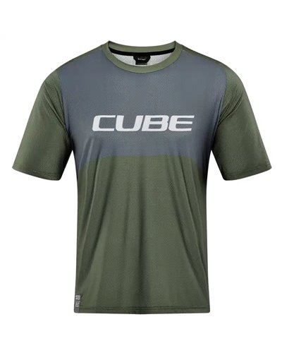 Cube Vertex Maglia Maniche Corte Uomo, Verde Oliva/Grigio