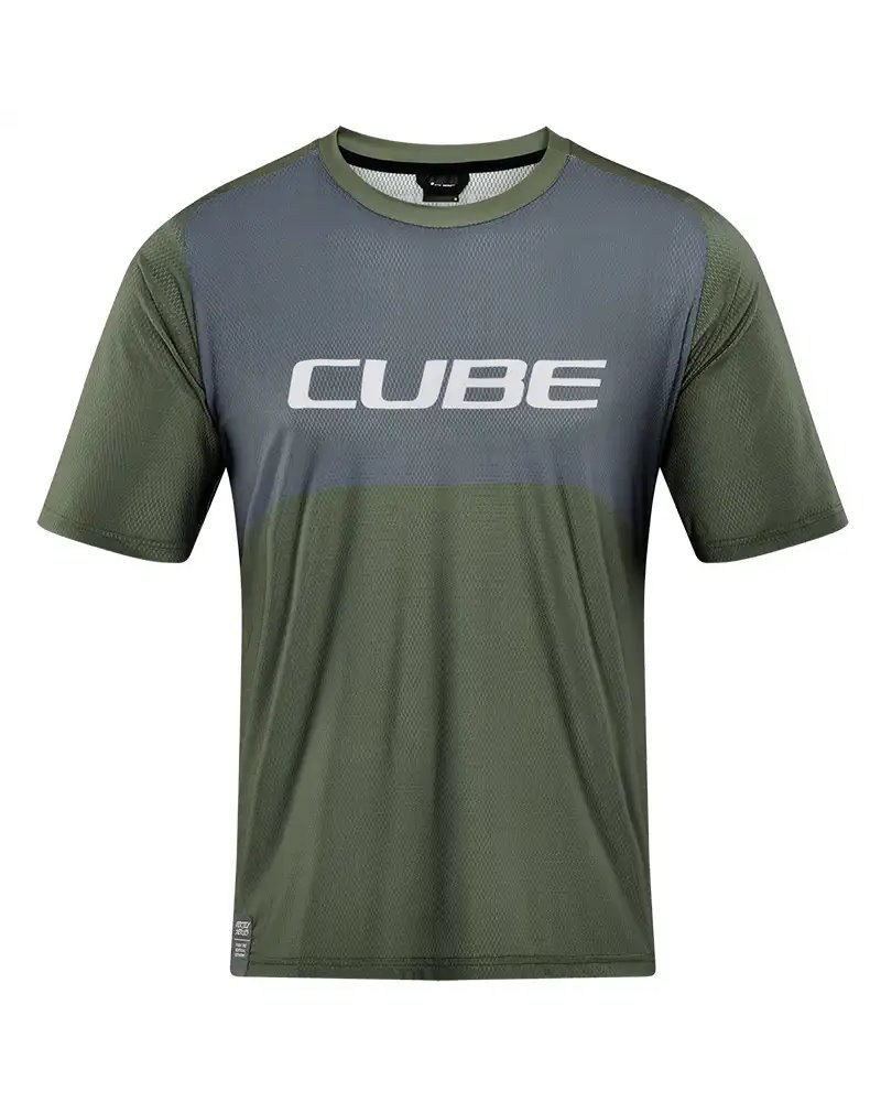 Cube Vertex Maglia Maniche Corte Uomo, Verde Oliva/Grigio