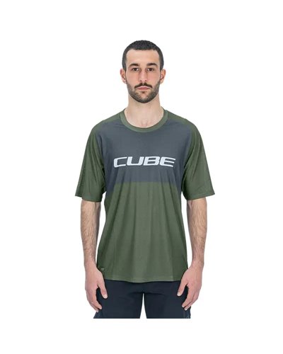Cube Vertex Maglia Maniche Corte Uomo, Verde Oliva/Grigio