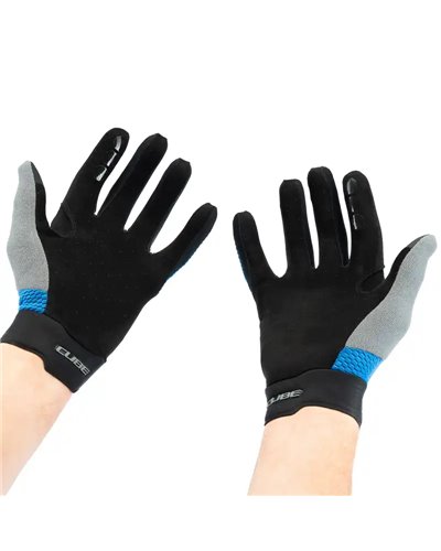 Cube Gravity Action Team Long Finger MTB Gloves, Blue