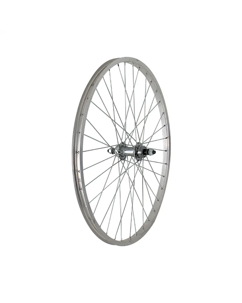 Easy Ruota Posteriore a Filetto 1V 24X 1 3/8 - Perno 3/8, Sfere, Mozzo Acciaio 1V, Cerchio Alu (Dadi non Inclusi)