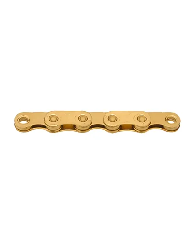 KMC Chain X Flat Top Waxed TI-N 12-13V - 126 Links, Gold, WAx Coating