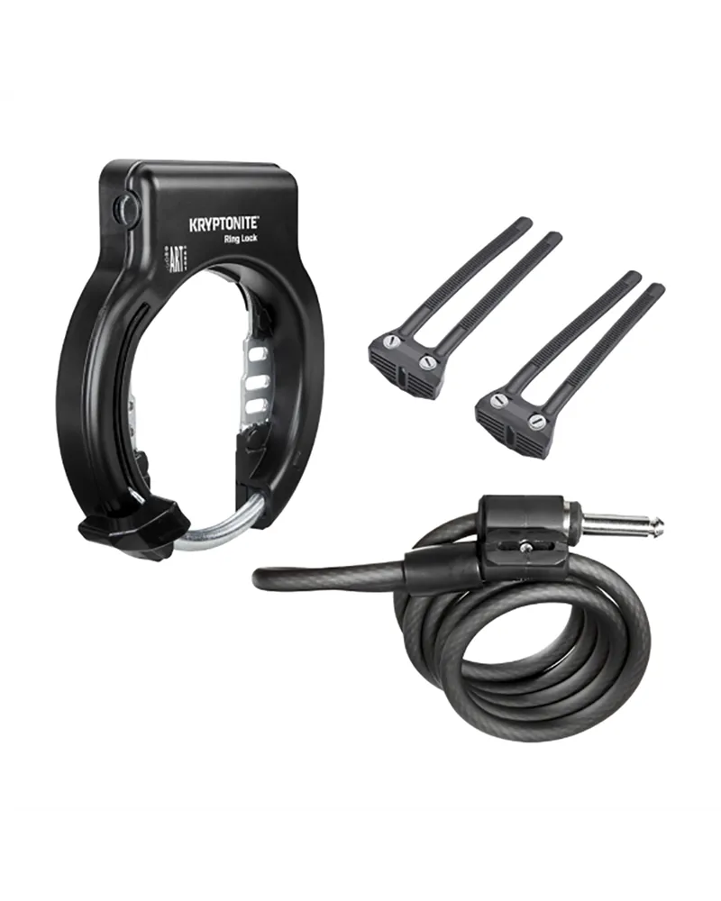 Kryptonite Lucchetto Arco al Telaio Ring Lock con Cavo Spirale Plug-In 10 mm - Nero
