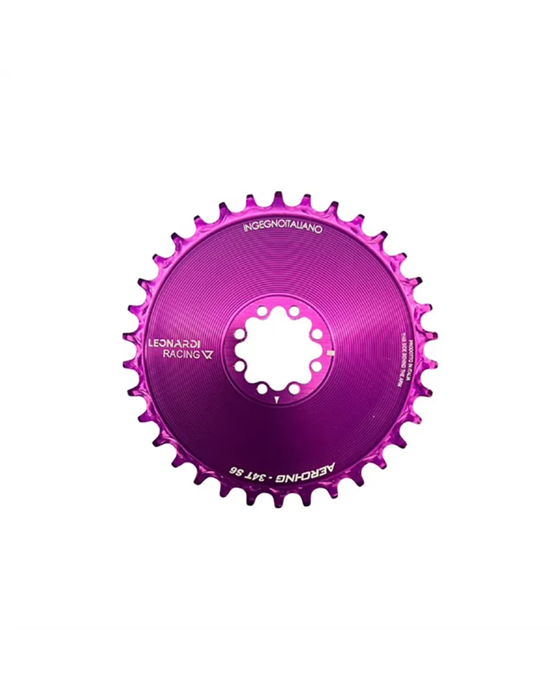 Leonardi Racing Chainring Aero CX/Gravel Sram 8 Bolts 1X 11/12V - 34 T Purple