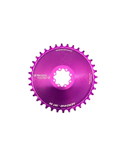 Leonardi Racing Chainring Aero CX/Gravel Sram 8 Bolts 1X 11/12V - 36 T Purple