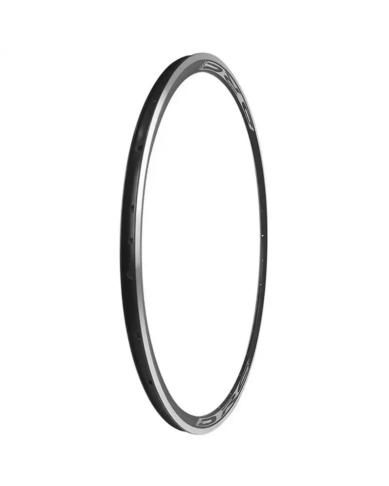 DRC Cerchio Cx-H28 18 Fori, in Alluminio per Rim Brake, Nero con Pista Frenante Silver, Larghezza Canale 14mm