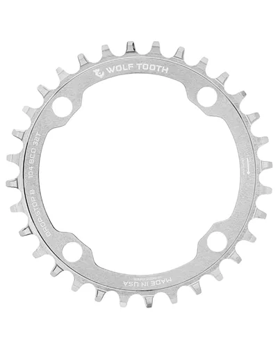 Wolf Tooth Chainring e-Bike BCD 104 4 Holes 1X 11-12S - 30 T Raw Silver, Drop-Stop B (Compatible Eagle and Flattop)