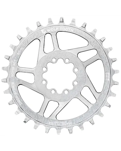 Wolf Tooth Chainring Sram T-Type 8 Viti Direct Mount 1X 12V - 32 T Raw Silver, Drop-Stop B (Compatible Eagle E Flattop)