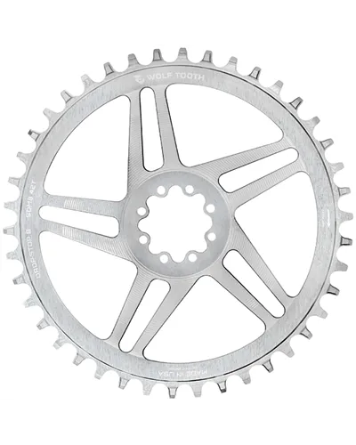 Wolf Tooth Chainring Sram T-Type 8 Viti Direct Mount 1X 12V - 42 T Raw Silver, Drop-Stop B (Compatible Eagle E Flattop)