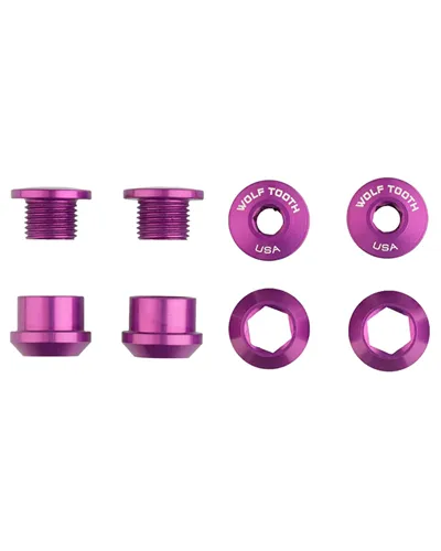 Wolf Tooth Chainring Bolt and Nut 6 mm M8X0,75 Sp. - Ultraviolet (4 pcs)