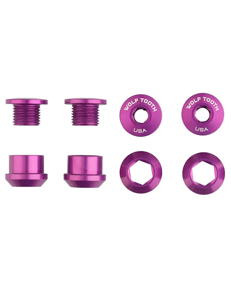 Wolf Tooth Chainring Bolt and Nut 6 mm M8X0,75 Sp. - Ultraviolet (4 pcs)