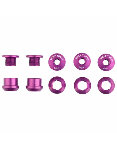 Wolf Tooth Chainring Bolt and Nut 6 mm M8X0,75 Sp. - Ultraviolet (5 pcs)