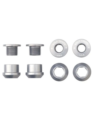 Wolf Tooth Chainring Bolt and Nut Kit 6mm M8X0,75, Silver (4 pcs)