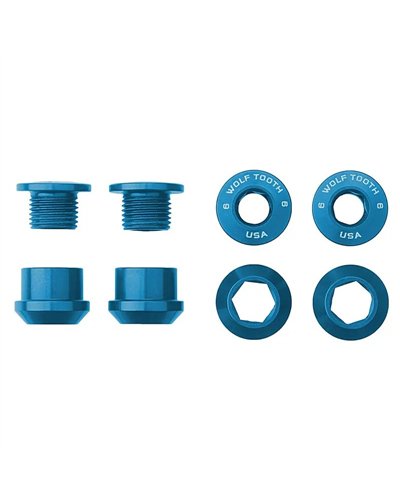 Wolf Tooth Kit Viti e Dadi Corone 6mm M8X0,75, Blu (4 pz)
