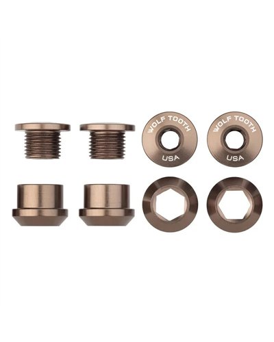 Wolf Tooth Chainring Bolt and Nut Kit 6mm M8X0,75, Espresso (4 pcs)