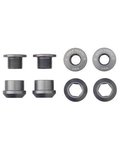 Wolf Tooth Chainring Bolt and Nut Kit 6mm M8X0,75, Grey (4 pcs)