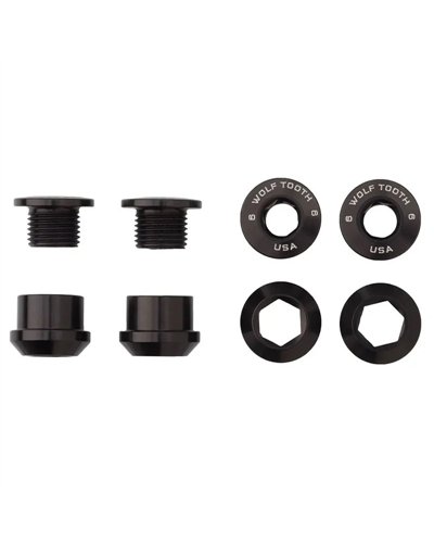 Wolf Tooth Chainring Bolt and Nut Kit 6mm M8X0,75, Black (4 pcs)
