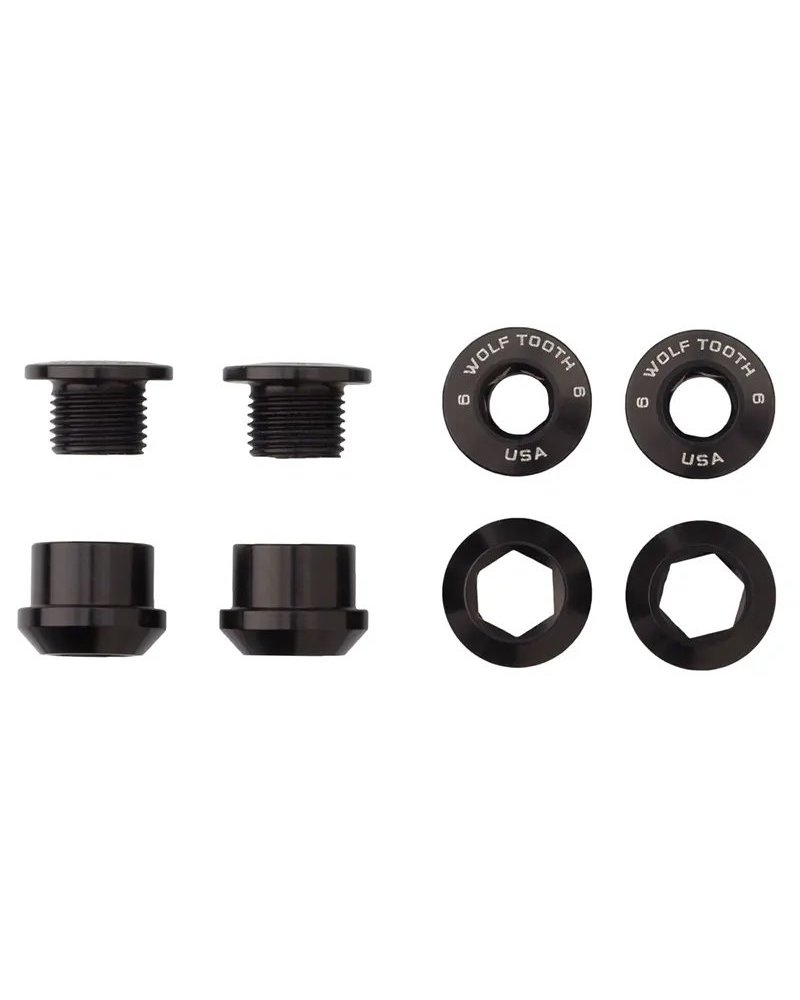 Wolf Tooth Chainring Bolt and Nut Kit 6mm M8X0,75, Black (4 pcs)