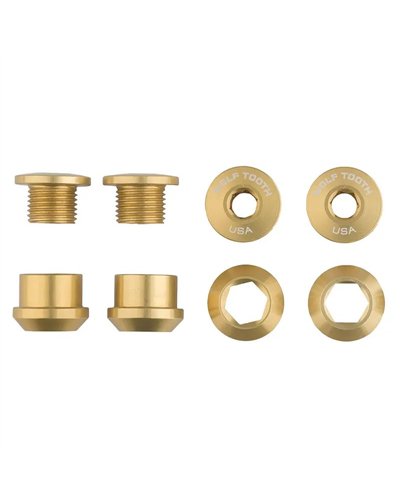 Wolf Tooth Chainring Bolt and Nut Kit 6mm M8X0,75, Gold (4 pcs)