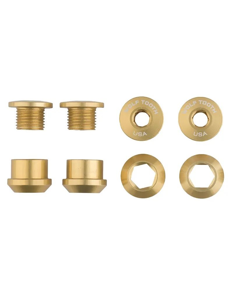 Wolf Tooth Chainring Bolt and Nut Kit 6mm M8X0,75, Gold (4 pcs)