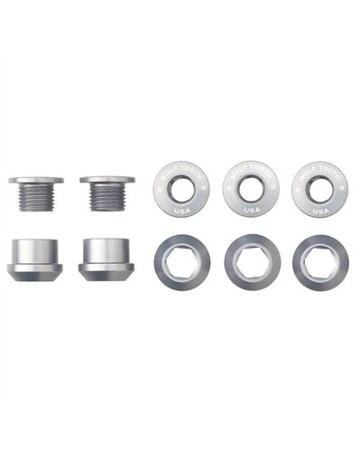 Wolf Tooth Chainring Bolt and Nut Kit 6mm M8X0,75, Silver (5 pcs)