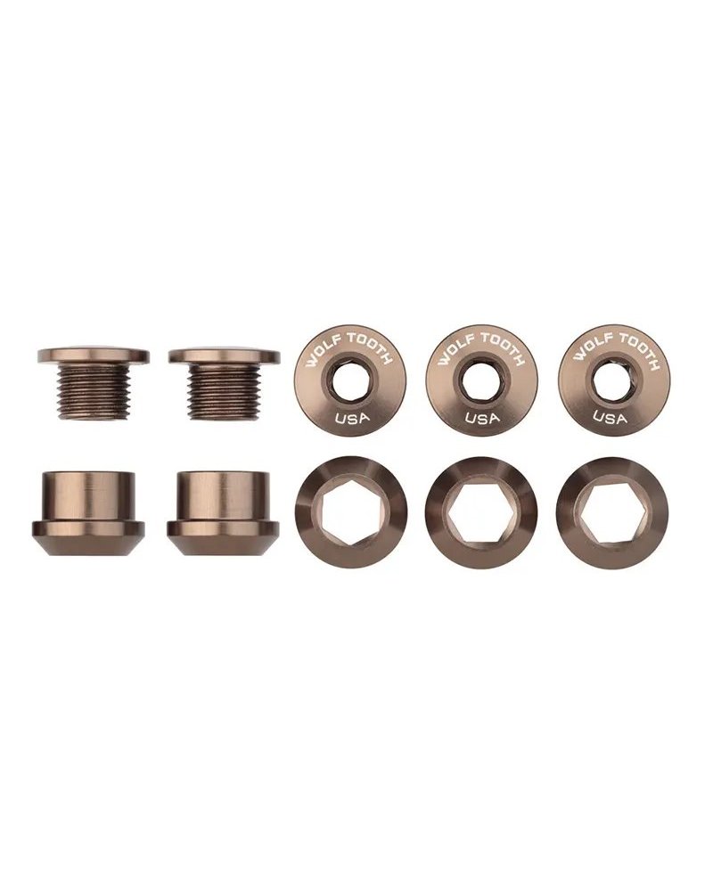 Wolf Tooth Chainring Bolt and Nut Kit 6mm M8X0,75, Espresso (5 pcs)