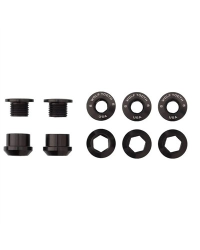 Wolf Tooth Chainring Bolt and Nut Kit 6mm M8X0,75, Black (5 pcs)