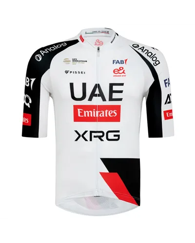 Pissei UAE Emirates XRG 2026 Team Replica Maglia Maniche Corte Full Zip Uomo, Bianco